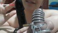 Cuckold training - jerking one more pecker in front of my chastity villein